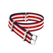 OMEGA NATO 5 Stripe Red White & Blue 19-20mm Strap